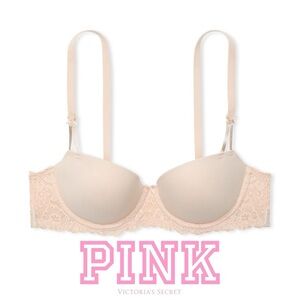 NWOT PINK Victoria’s Secret wink lightly lined balconette demi bra